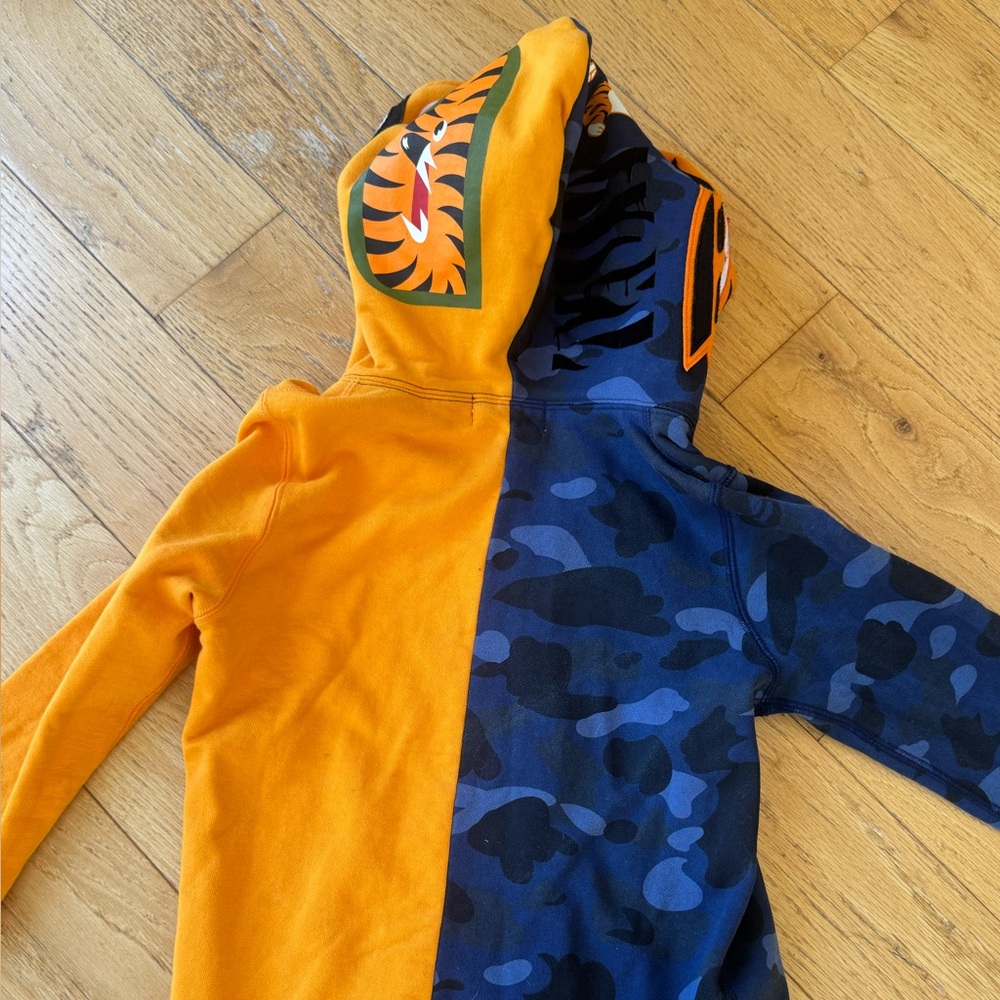 Bape Orange and Blue Split Design Hoodie - Picture 7 of 7